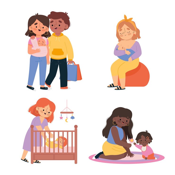 Free Vector pregnancy and maternity scenes illustrated