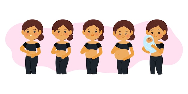 Free vector pregnancy stages illustrated design