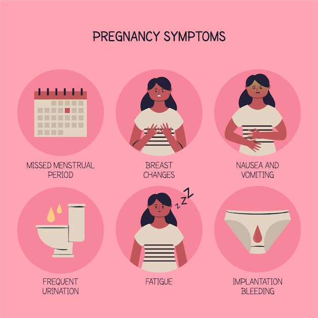 Vettore gratuito concetto dell'illustrazione dei sintomi della gravidanza