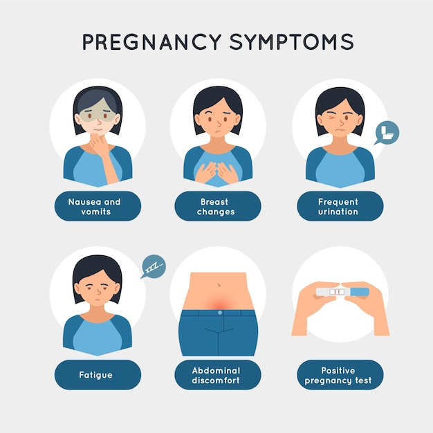 Free vector pregnancy symptoms illustration