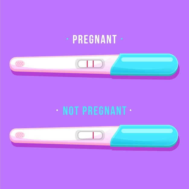 Pregnancy test with positive and negative result illustrated