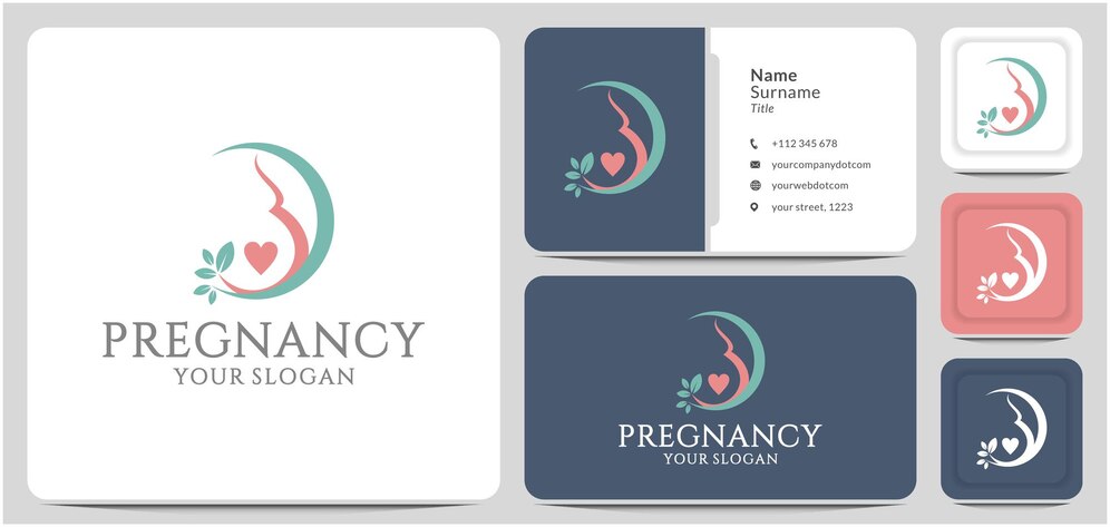  Pregnancy with leaf logo design vector Premium Vector