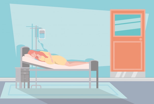 Free vector pregnancy woman in hospital room