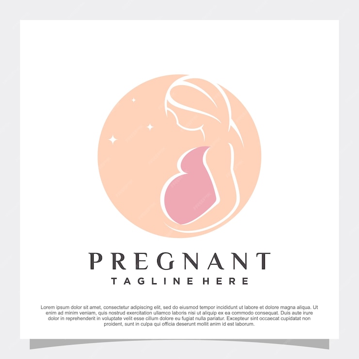  Pregnant logo design with negative space concept premium vector Premium Vector