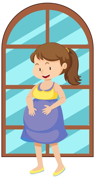 Pregnant woman simple cartoon character