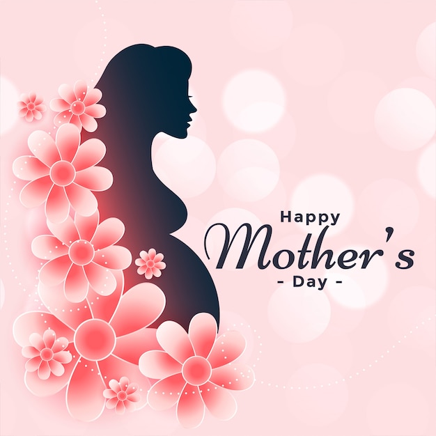 Vettore gratuito donne in gravidanza con fiori per la festa della mamma felice