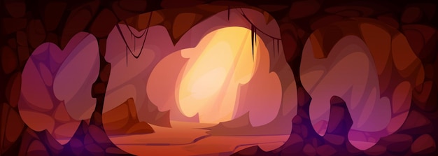 Free vector prehistoric cave with stone walls