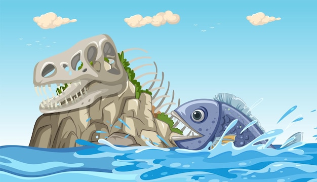 Бесплатное векторное изображение Доисторическая встреча в море