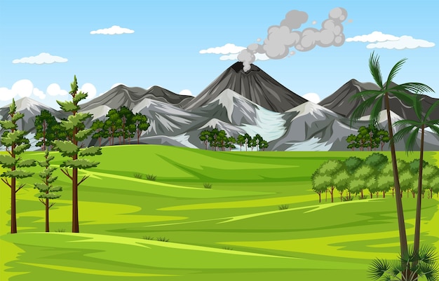 Free vector prehistoric forest scene background