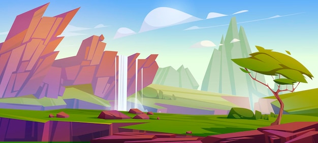 Free vector prehistoric landscape, cartoon scenery background