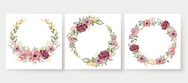 Free vector premade templates collection flowers, flower wreath , flower for greeting card, background wedding