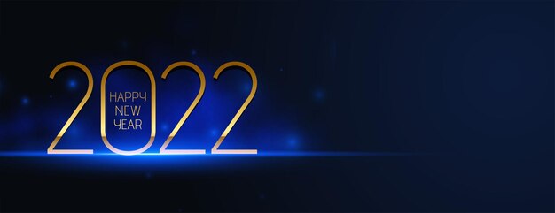 Premium 2022 golden line text style blue light effect sparkle banner