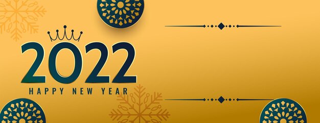 Premium 2022 new year golden decorative banner with crown and text space