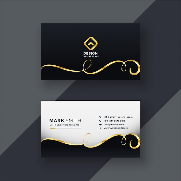 Premium business card design in dark theme