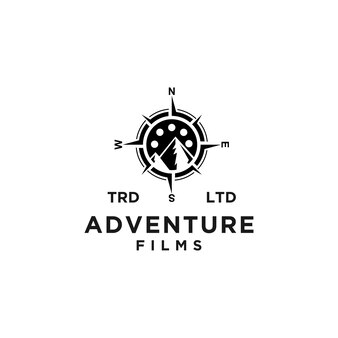 Premium compass adventure film vector black logo vector design