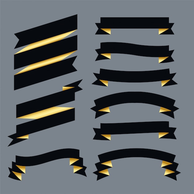 Free vector premium dark ribbons set design