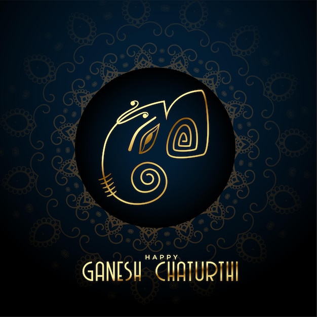 Free vector premium ganesh chaturthi festival background with golden lord ganesha