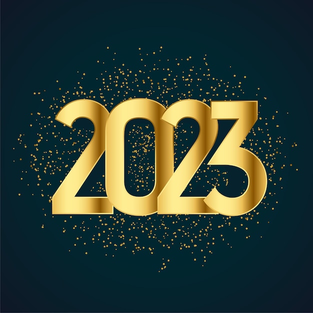Бесплатное векторное изображение Премиум золотая надпись 2023 года для новогоднего пригласительного билета
