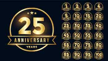 Free vector premium golden anniversary emblem set in line style