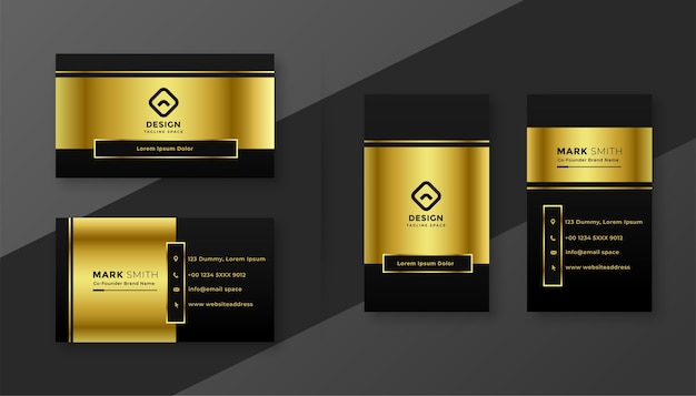 Free vector premium golden and black business card template design