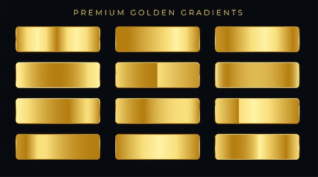 Premium golden gradients swatches set Free Vector