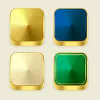 Free vector premium golden shiny 3s square buttons