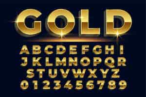 Free vector premium golden shiny text effect set of alphabets