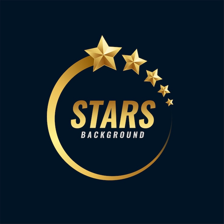 Free Vector premium golden star background with trail path for service rating design