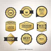 Free vector premium golden sticker collection