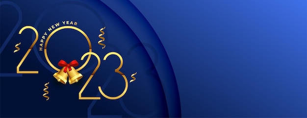 Vettore gratuito banner premium per la stagione dei festival del nuovo anno 2023 con coriandoli