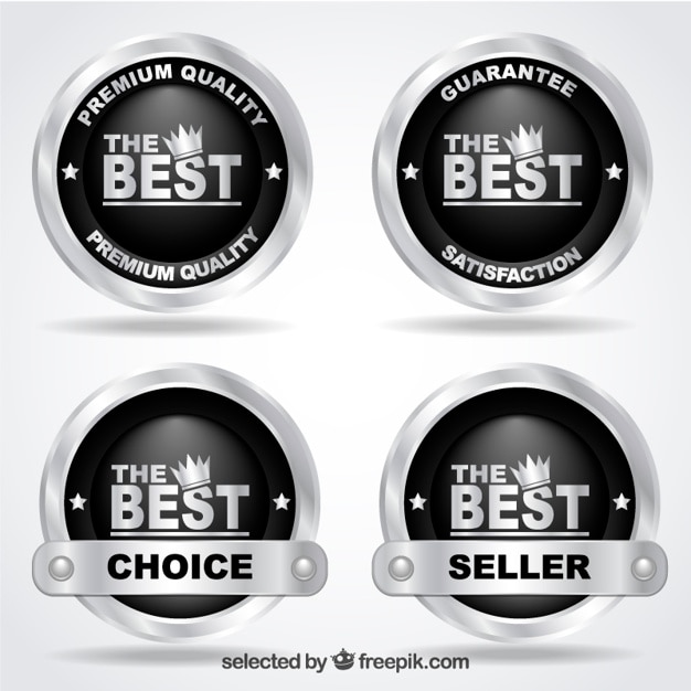 Free Vector premium quality badges made of silver
