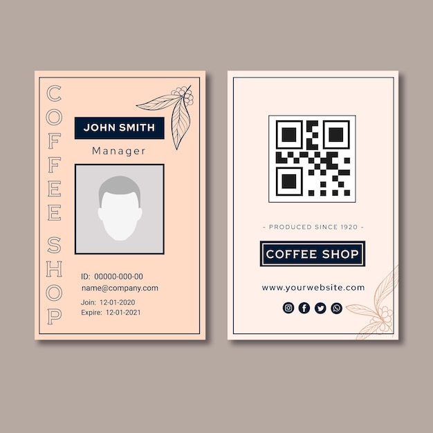 Free vector premium quality coffee id card