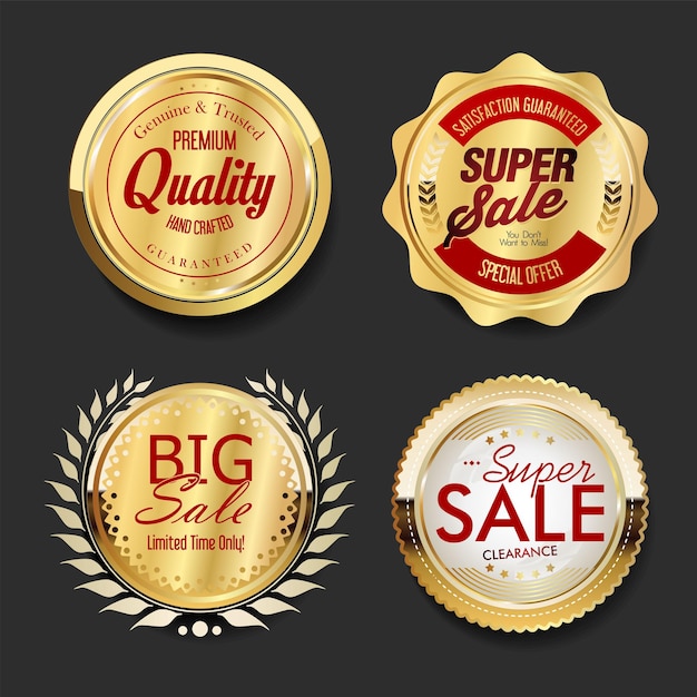 Premium quality golden sale labels collection
