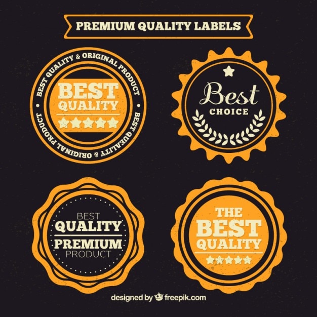 Free vector premium quality labels in vintage design