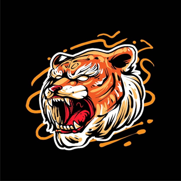 Premium vector tiger head illustration, in a modern cartoon style, perfect for t-shirts or print products