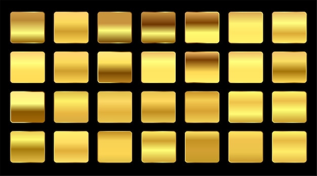 Premium yellow gold gradients swatches big set Free Vector