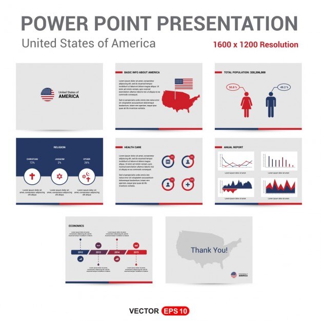 Free vector presentation about the united states of america