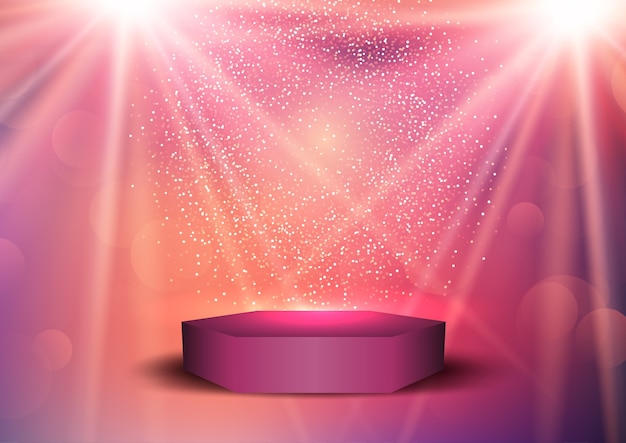 Free vector presentation backdrop with display podium under spotlights