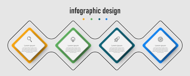 Presentation business infographic design elegant professional template with 4 step premium vector