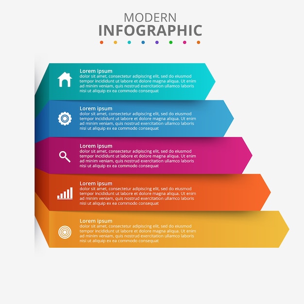 Modello di presentazione aziendale infografica con 5 opzioni