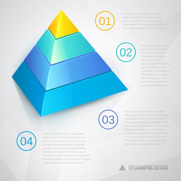 Presentation template with pyramidal diagram ant text