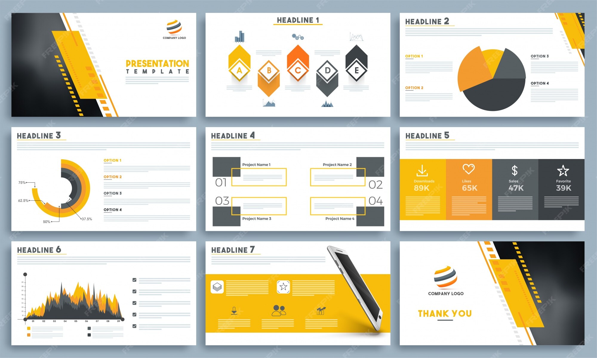 Premium Vector | Presentation templates with infographic elements.