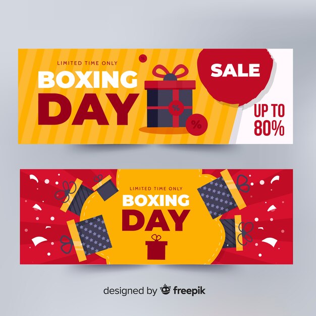 Free vector presents explosion boxing day banner