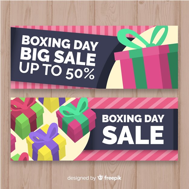 Free vector presents group boxing day sale banner