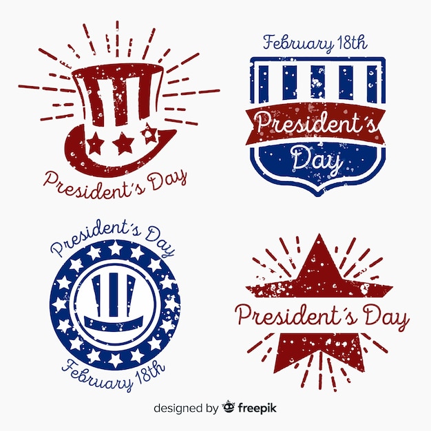 Vettore gratuito set di francobolli del giorno del presidente