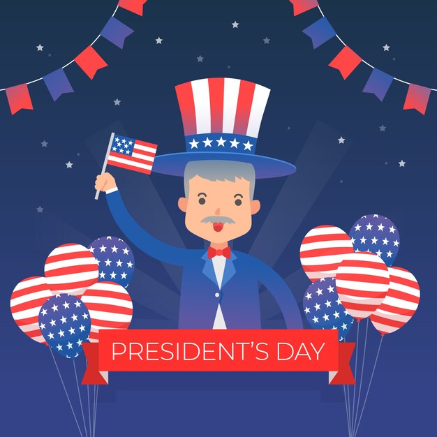 President's day character with greeting