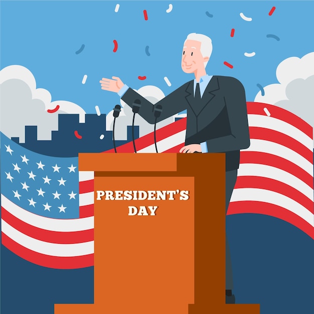 President's day concept in flat design