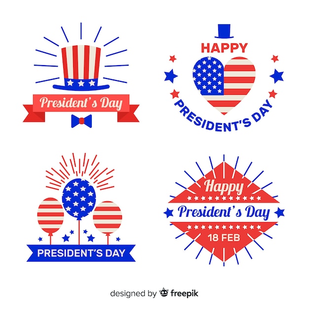 President's day flat badges set