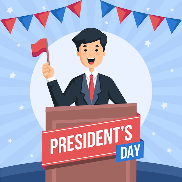 Free vector president's day in flat design