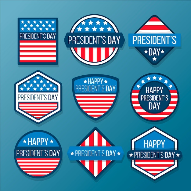 Free vector president's day label collection